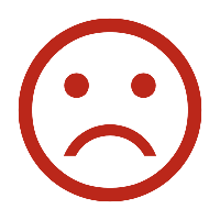 Red sad-face emoji representing disappointment or unhappiness on a black background.