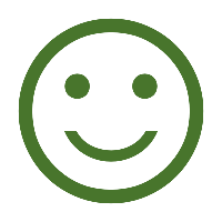 Green smiley face icon showing a happy expression (smiling face)
